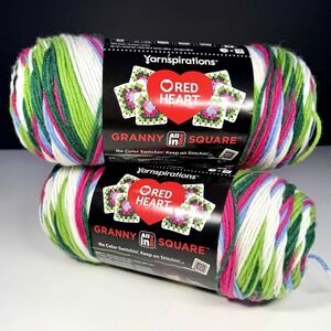 Yarnspirations Red Heart Granny Square Soft White Watermelon Medium Acrylic 2PK